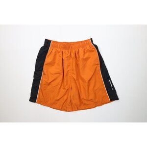 Vintage 90s Reebok Mens Size Medium Spell Out Lined Windbreaker Shorts Orange